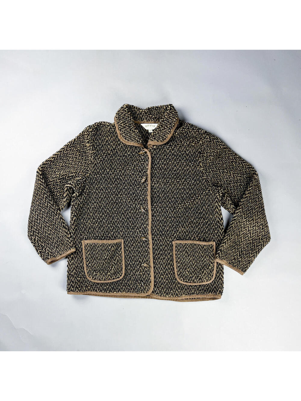 Vintage Sherpa Fleece Jacket, Orvis Women's Button-Up Sweater Jacket